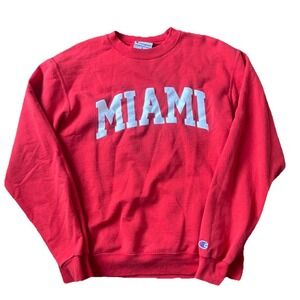 Vintage Miami University Ohio Oxford Red Crewneck Size Medium Champion